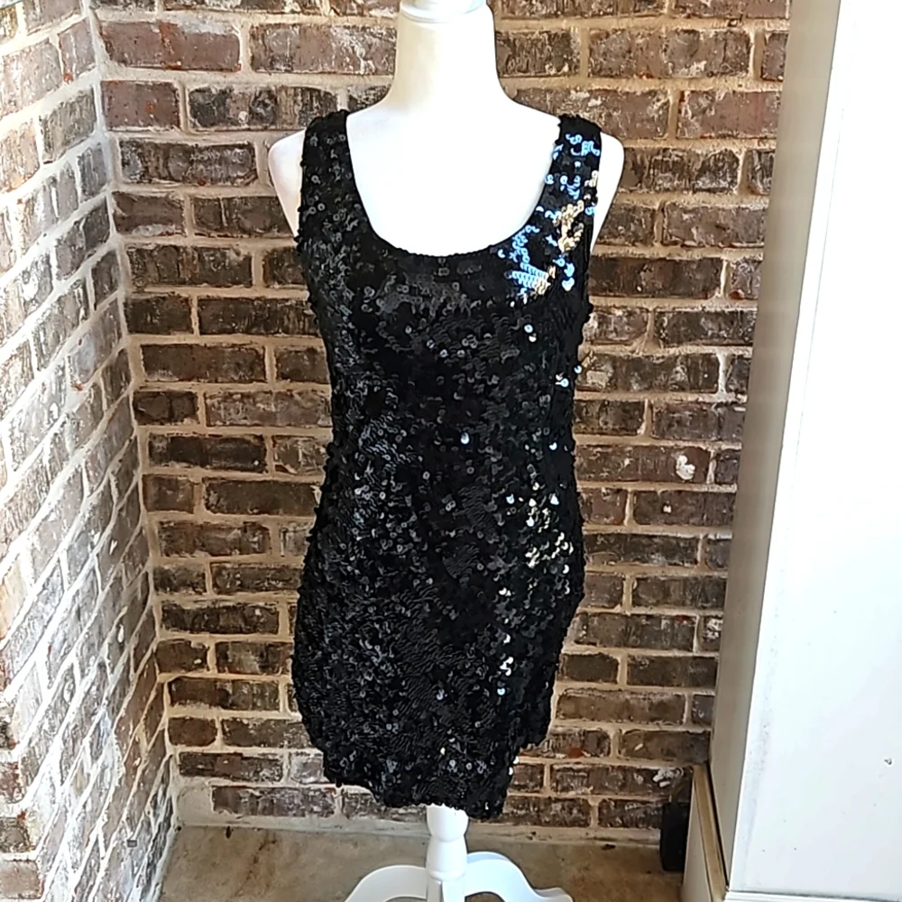 Akira Chicago Black Sequin Sleeveless Party Dress Akira Chicago Black Sequin Sleeveless Party Dress